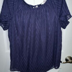 LC Lauren Conrad Navy Lace Blouse